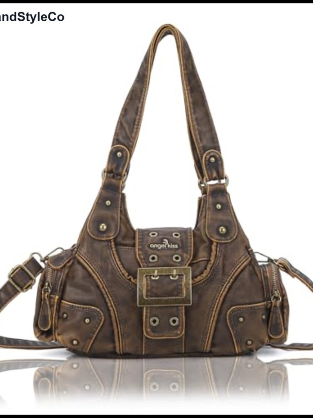 Vegan Leather Hobo Bag, Multi-Pocket Shoulder Crossbody Tote, Adjustable Strap